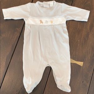 Kissy kissy newborn footie hand embroidered pima